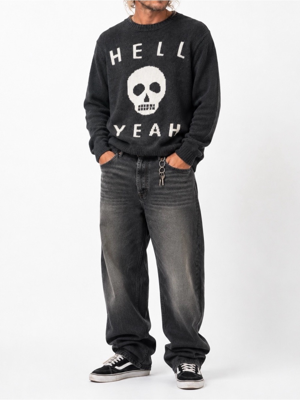 Glamour Kills Sweater Hell Yeah Small Gray Crewneck Pullover